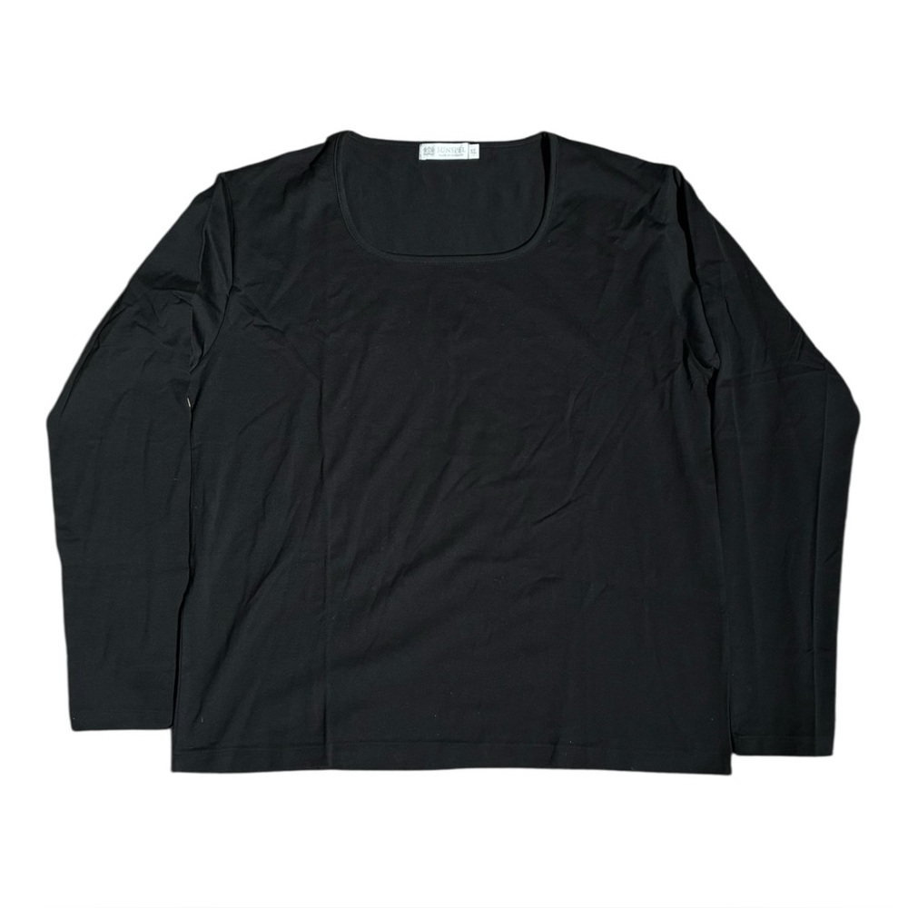 SUNSPEL Long Sleeve Square Scoop Neck Shirt Top Black